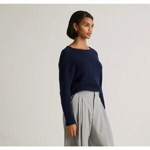 Mongolian Cashmere Boatneck Sweater True Navy Size M NWT